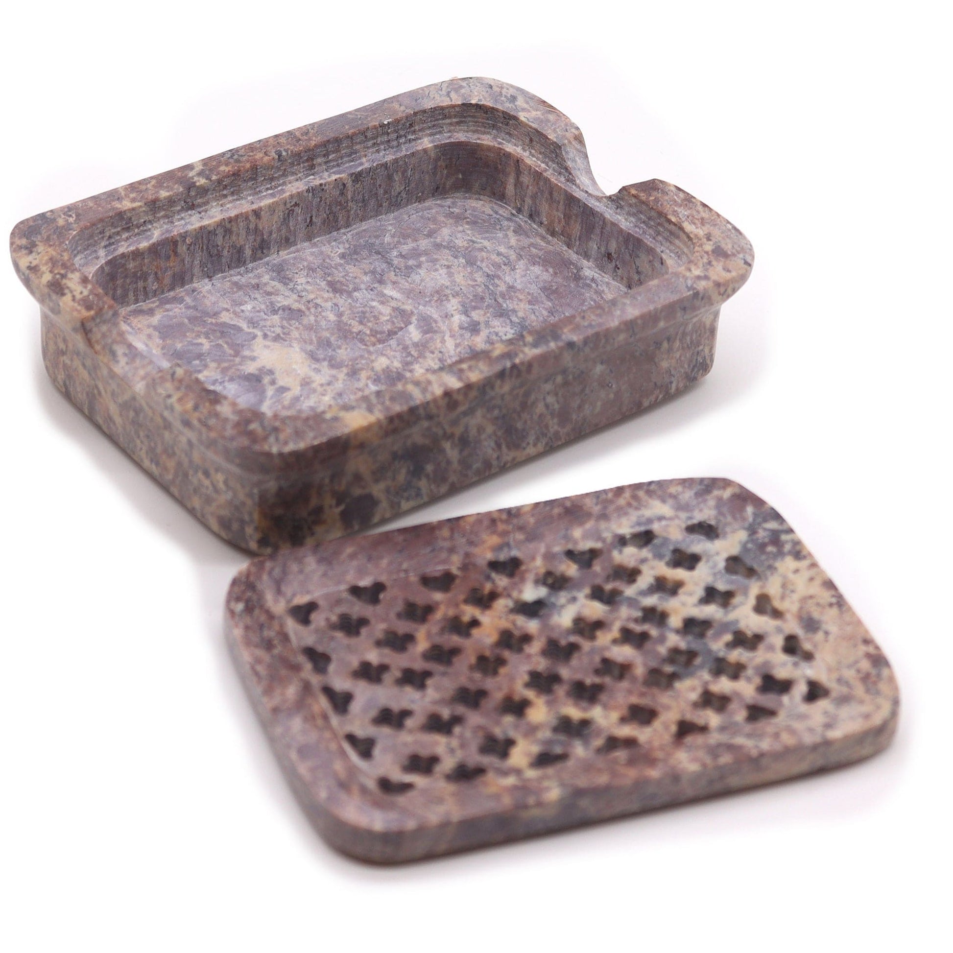 Bliss Soapstone Soap Dish & Drainer 11x8cm- Classic Square