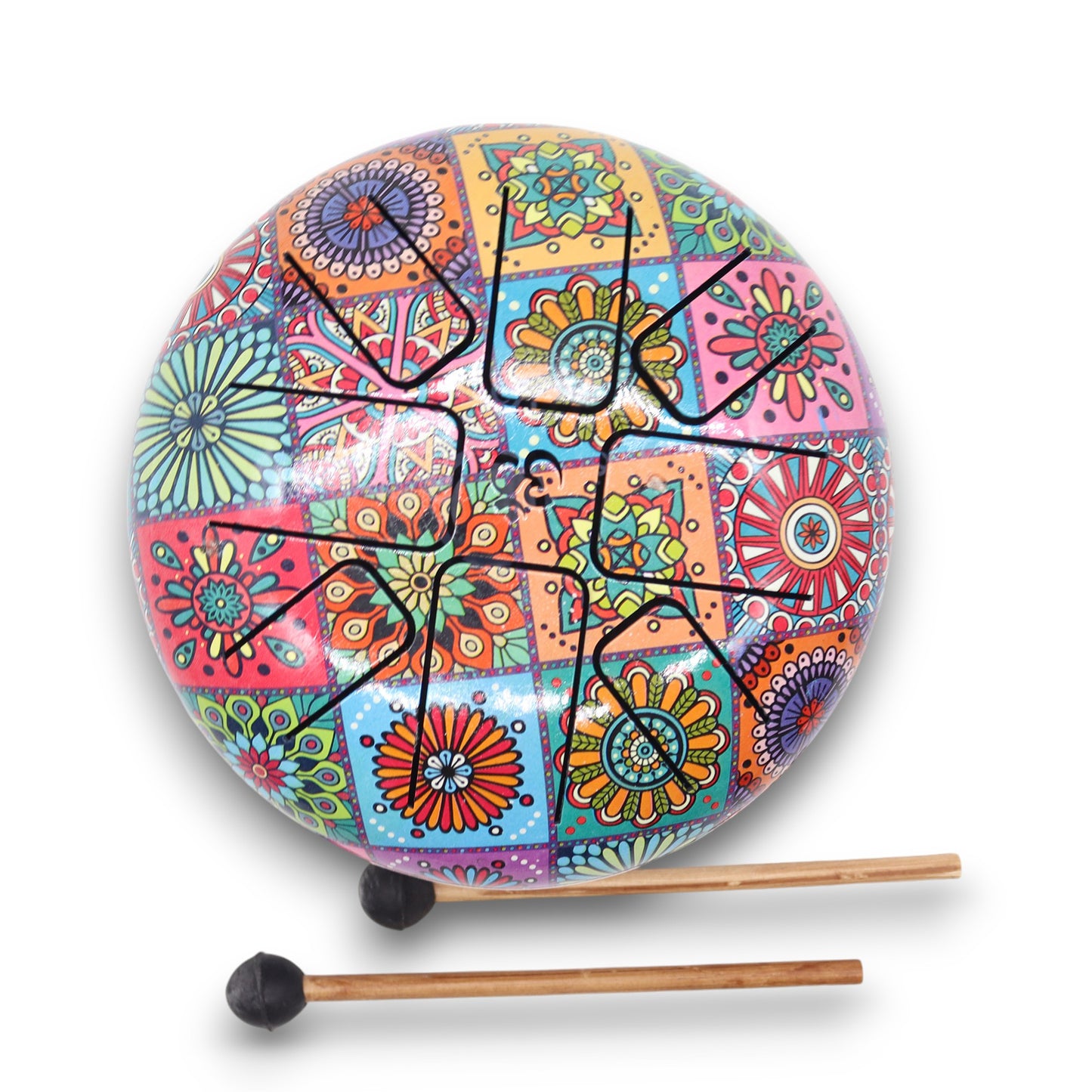 Med Steel Tongue Happy Drums  Multi Coloured - 17x13cm