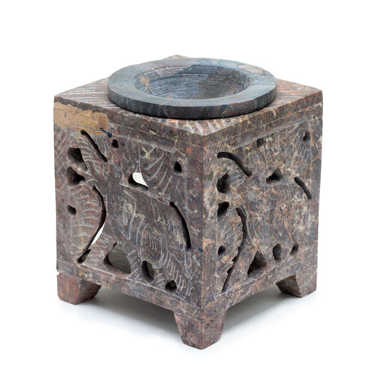 Bliss Square Soapstone Oil Burner 10x7.5cm - Elephant