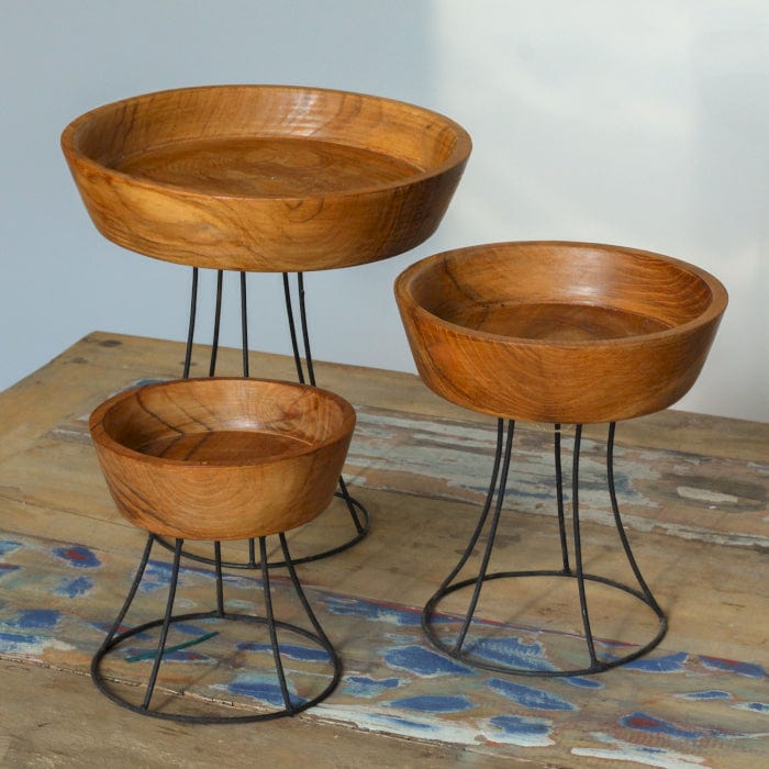 Bliss Set of 3 Elevated Teak Bowls