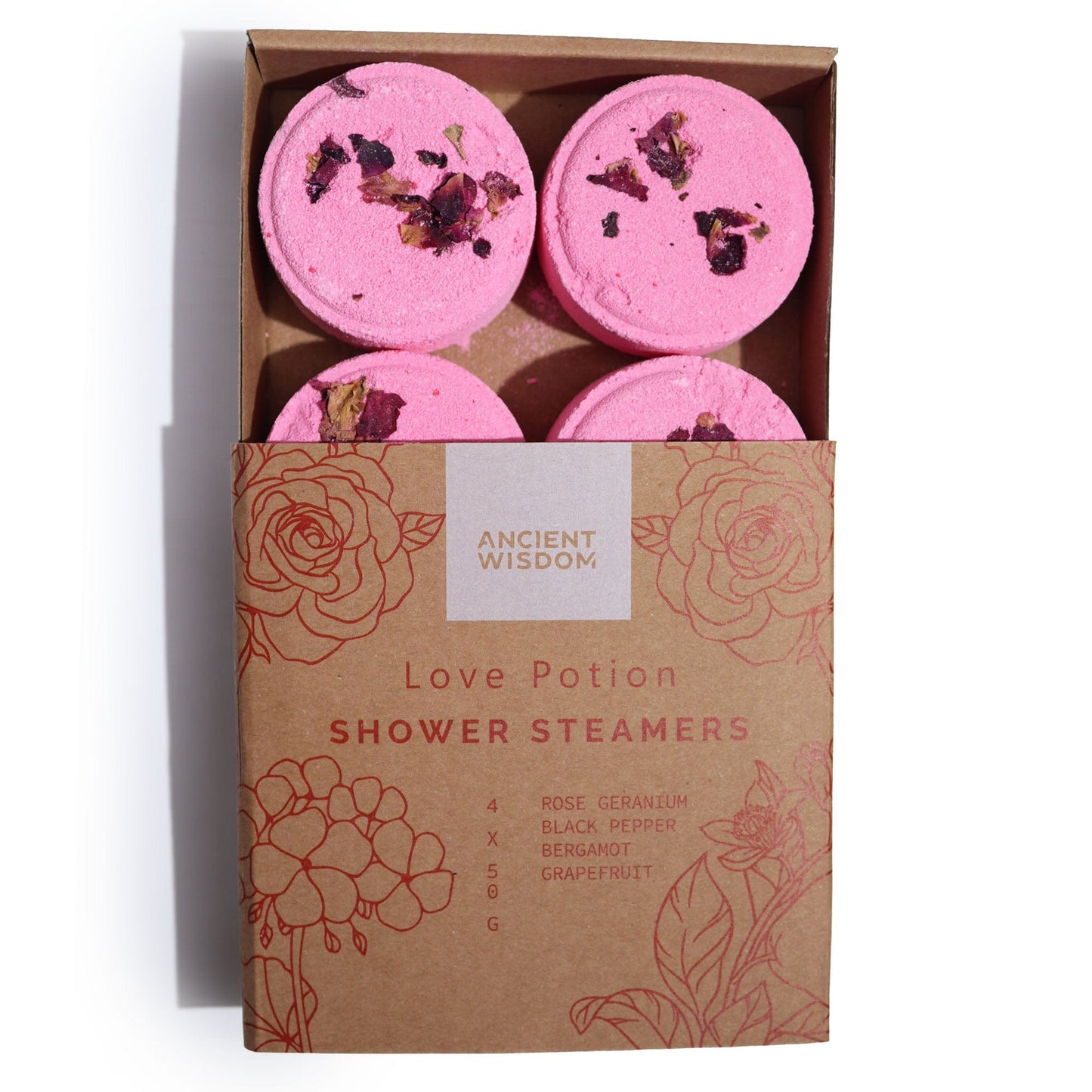 Bliss Zen Shower Steamers - Therapy Wellness Quartet - Love Potion (Pinky Red)