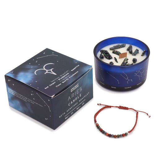 Bliss Zodiac Crystal Candle with Gemstone Bracelet - Aries