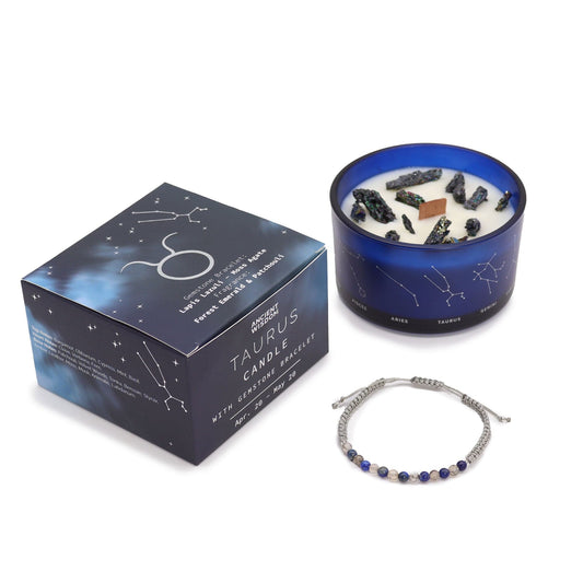 Bliss Zodiac Crystal Candle with Gemstone Bracelet - Taurus