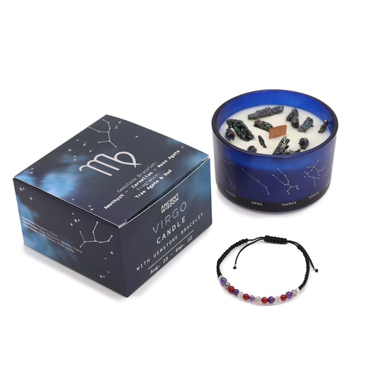 Bliss Zodiac Crystal Candle with Gemstone Bracelet - Virgo