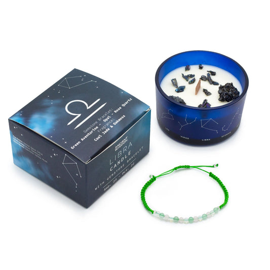 Bliss Zodiac Crystal Candle with Gemstone Bracelet - Libra