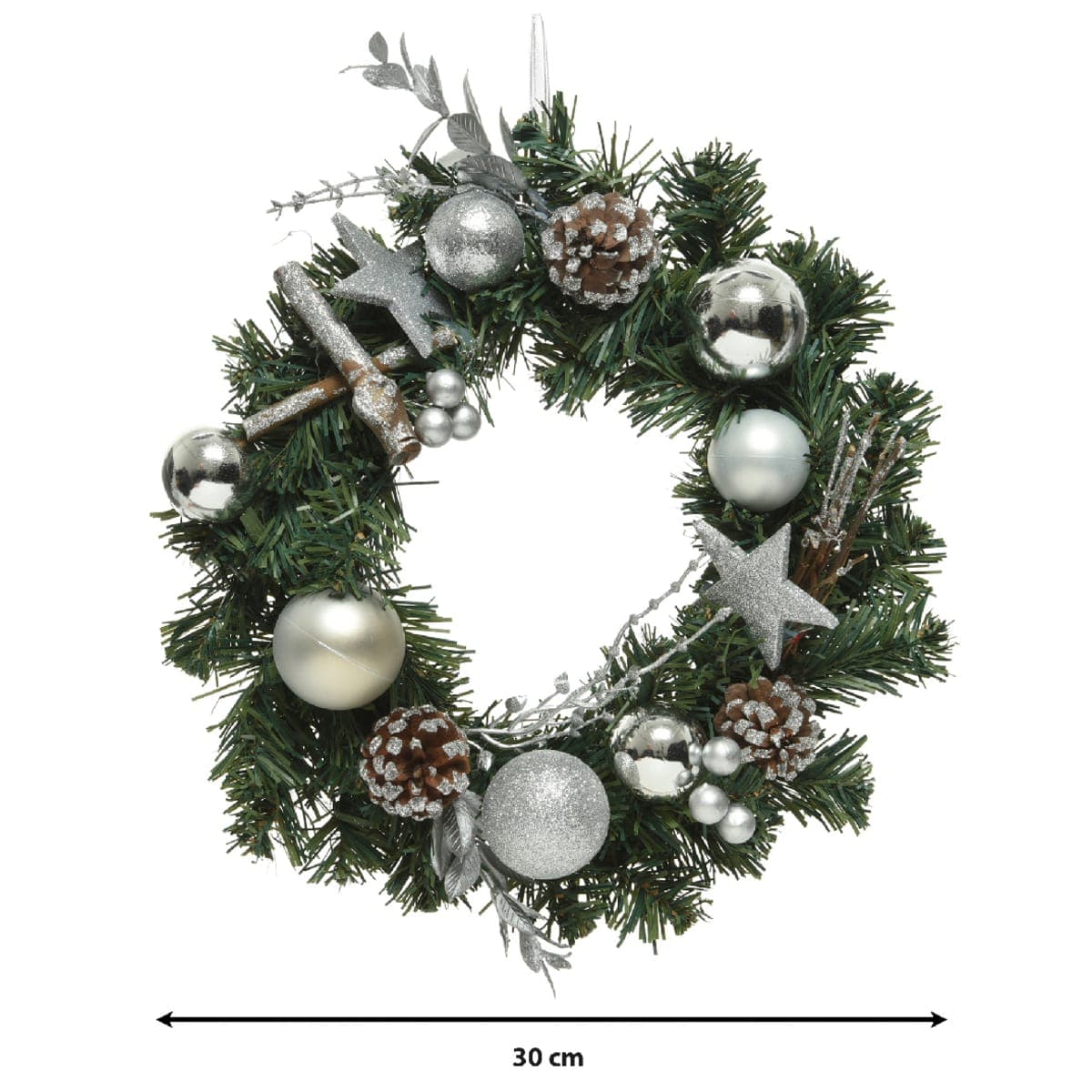 Bricocenter SILVER DECORATED WREATH 30CM