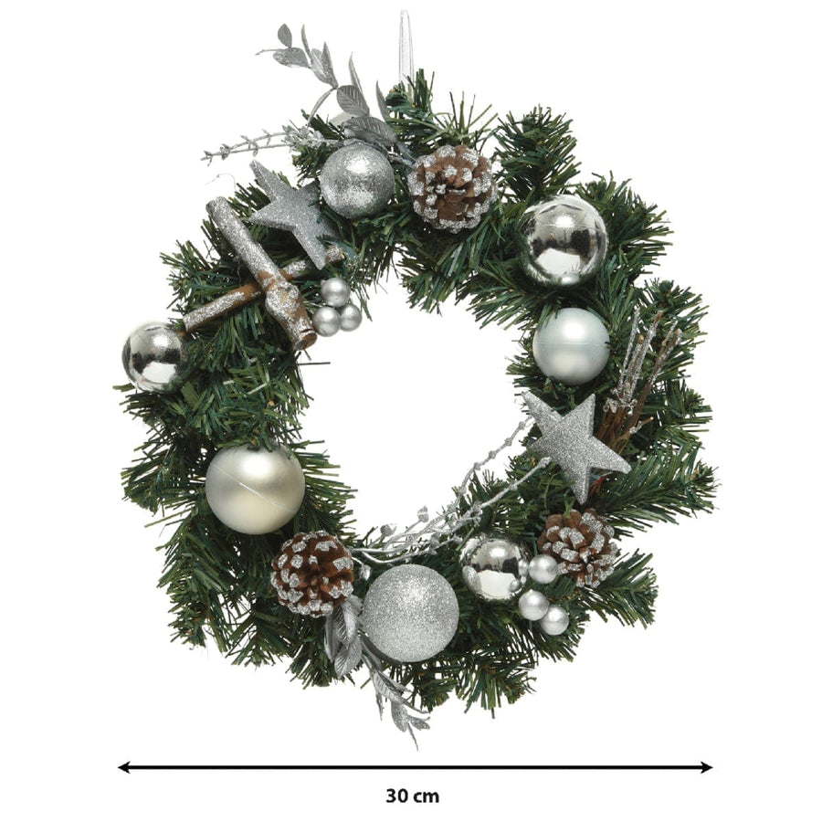 Bricocenter SILVER DECORATED WREATH 30CM
