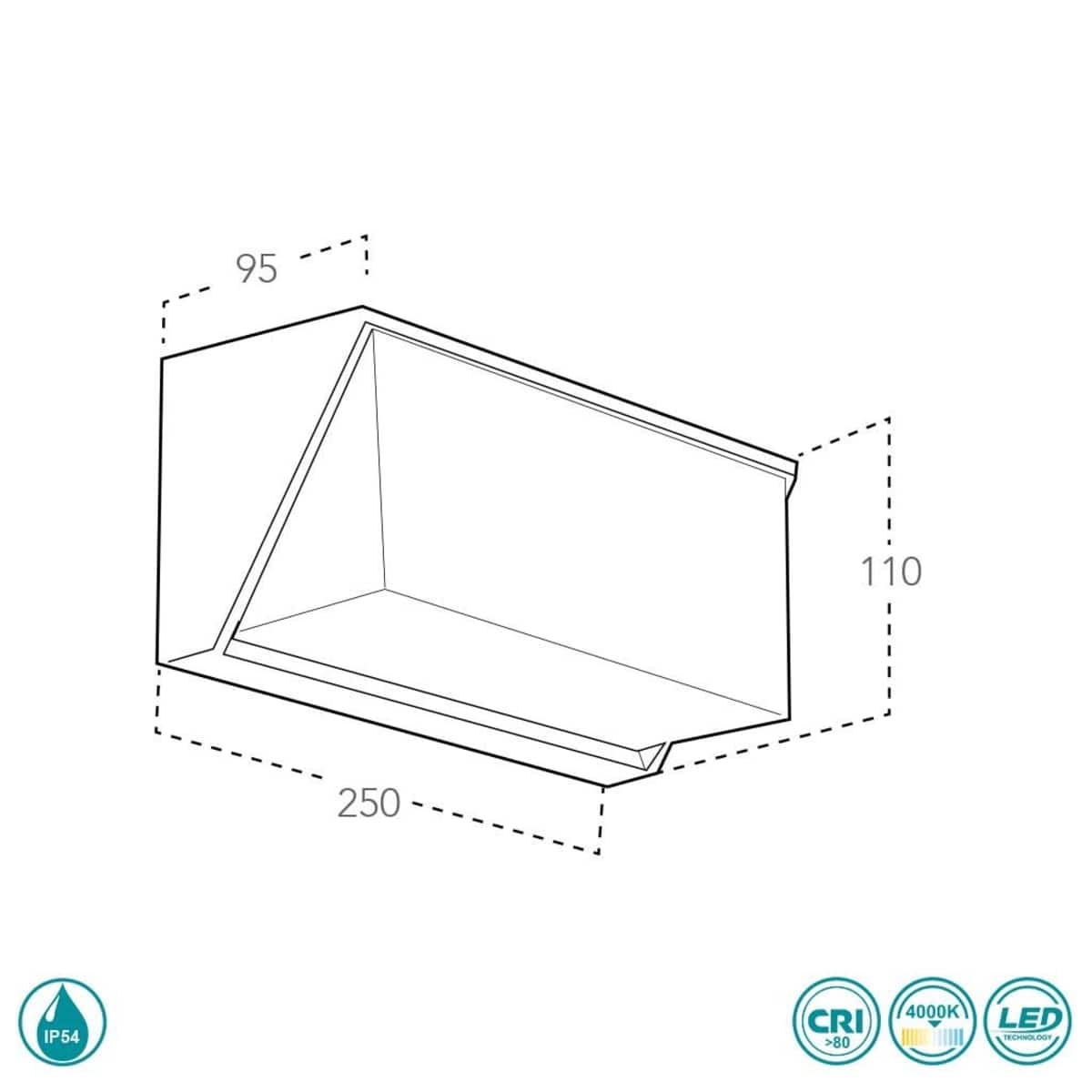 Bricocenter LUXON ALUMINIUM WALL LIGHT WHITE 25X11X9,5CM LED 12W NATURAL LIGHT IP54