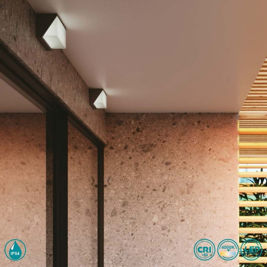 Bricocenter LUXON ALUMINIUM WALL LIGHT GREY 25X11X9,5CM LED 12W NATURAL LIGHT IP54