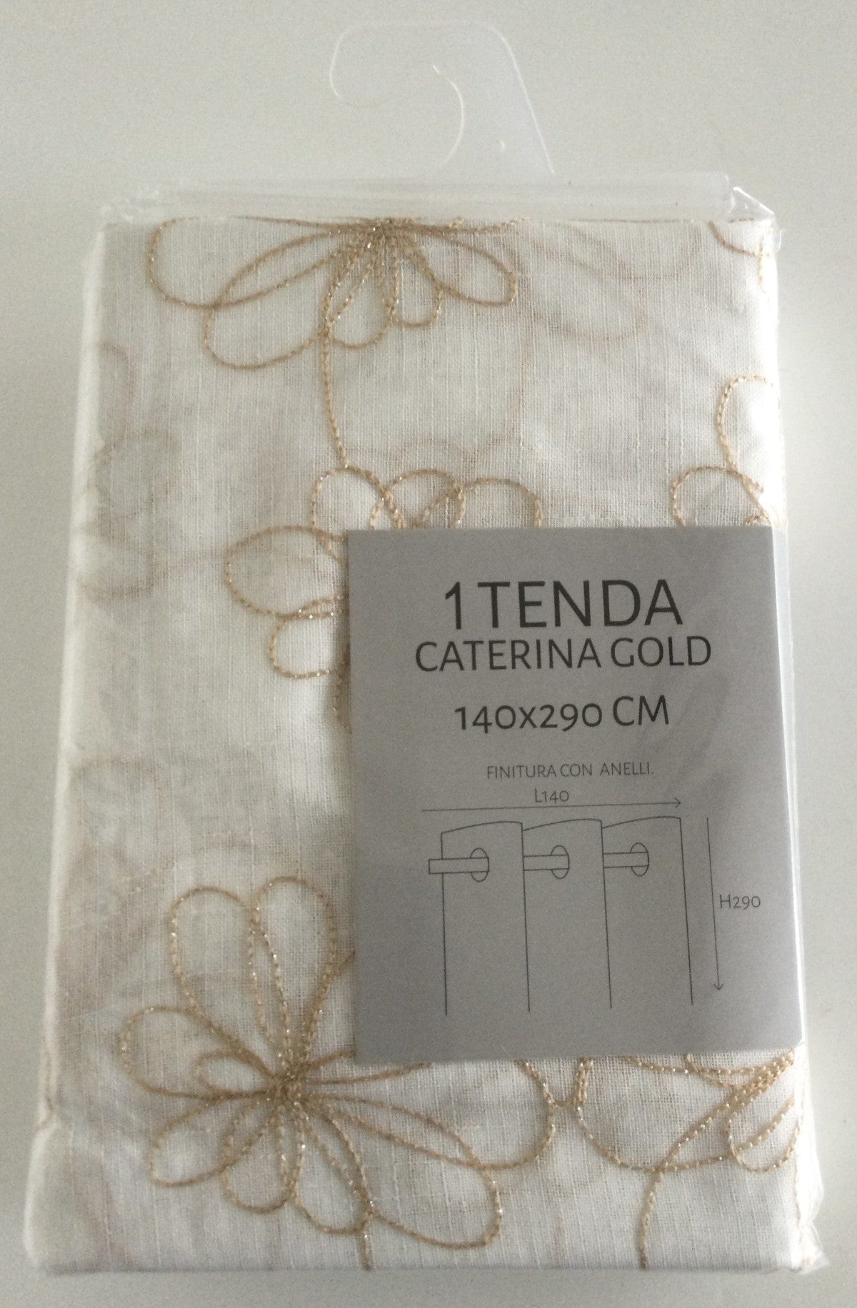 CATERINA FILTER CURTAIN GOLD 140X290 CM WITH EYELETS