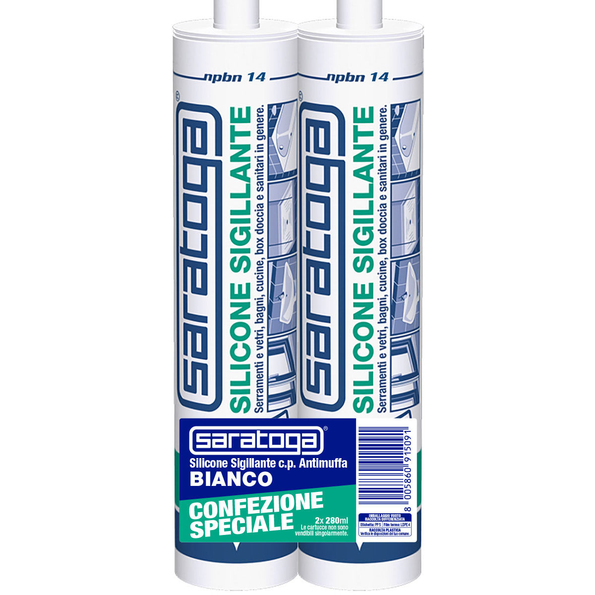 BI PACK ACETIC SILICONE SEALANT ANTI-MOULD WHITE 280ML