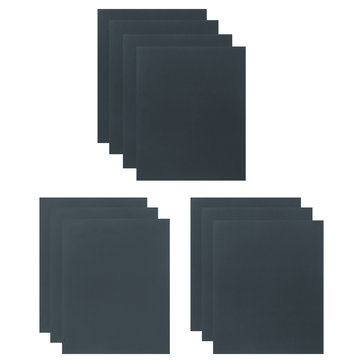 Dexter sanding sheets for metal and plastic, grit sizes 500, 800 and 1000, 230x280mm, 10 sheets
