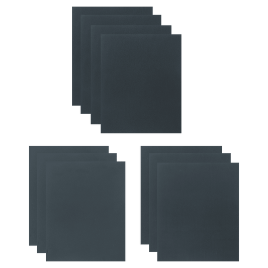 Dexter sanding sheets for metal and plastic, grit sizes 500, 800 and 1000, 230x280mm, 10 sheets