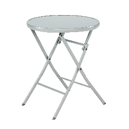 EMYS NATERAL - Foldable Table 2 seater Round Steel Top Glass - D 60XH72