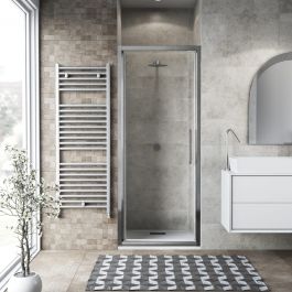 RECORD SWING DOOR L 72-76 H 195 CM CRYSTAL CLEAR 6 MM CHROME