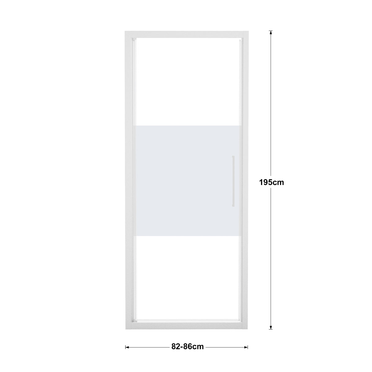 RECORD HINGED DOOR L 82-86 H 195 CM SCREEN-PRINTED GLASS 6 MM WHITE