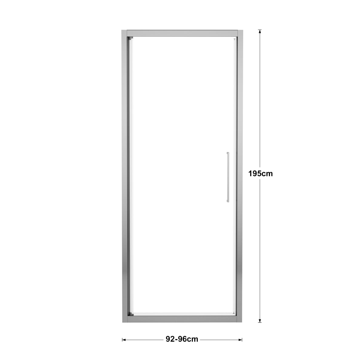 RECORD SWING DOOR L 92-96 H 195 CM CLEAR GLASS 6 MM CHROME