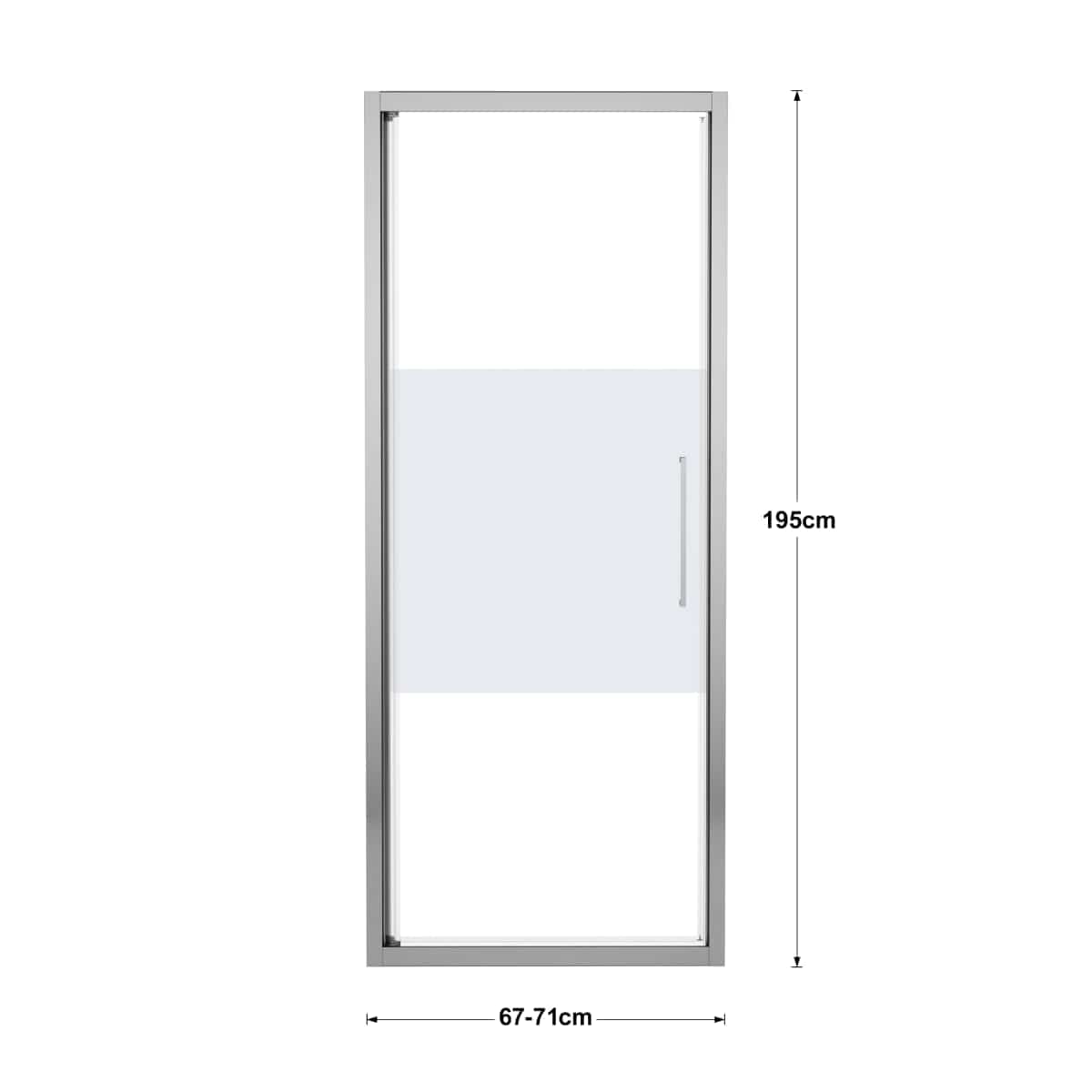 Bricocenter RECORD HINGED DOOR L 67-71 H 195 CM SCREEN PRINTED CRYSTAL 6 MM CHROME