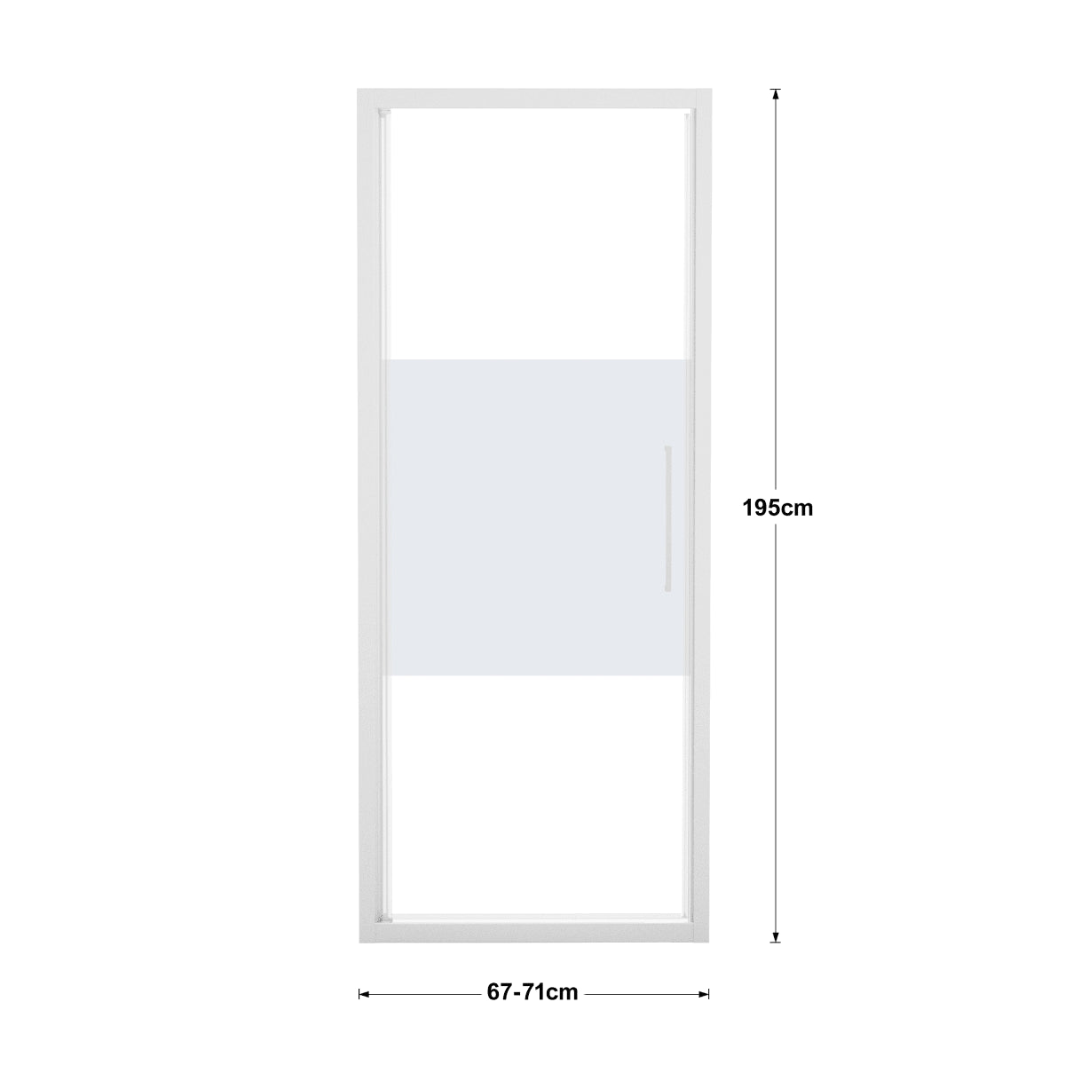 RECORD HINGED DOOR L 67-71 H 195 CM SCREEN-PRINTED GLASS 6 MM WHITE