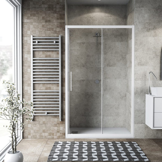 Bricocenter PORTA SCORREVOLE 2 ANTE RECORD L 147-151 CM CRISTALLO TRASPARENTE 6 MM BIANCO