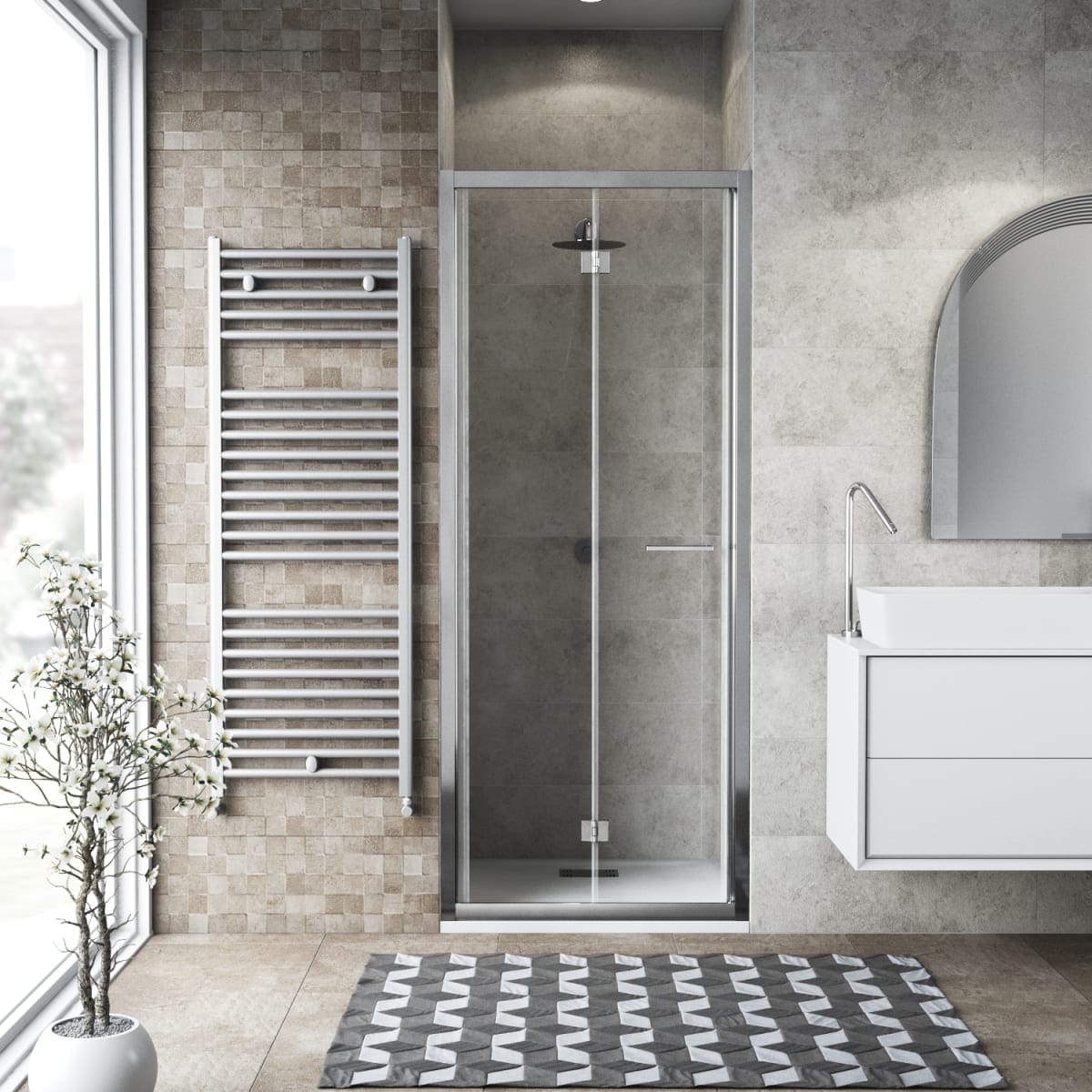 Bricocenter PORTA SOFFIETTO 2 ANTE RECORD L 72-76 CM CRISTALLO TRASPARENTE 6 MM CROMO