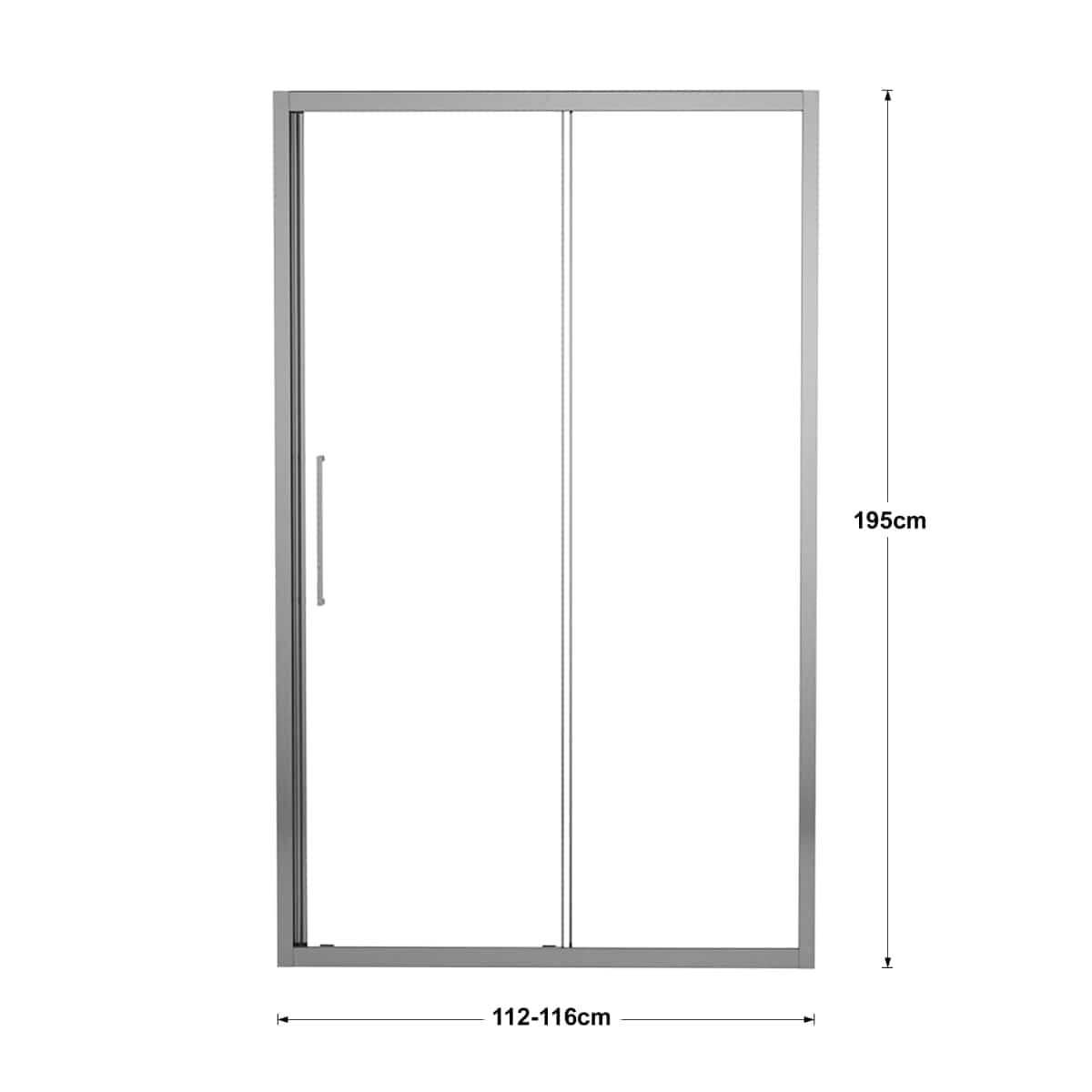 Bricocenter PORTA SCORREVOLE 2 ANTE RECORD L 112-116 CM CRISTALLO TRASPARENTE 6 MM CROMO