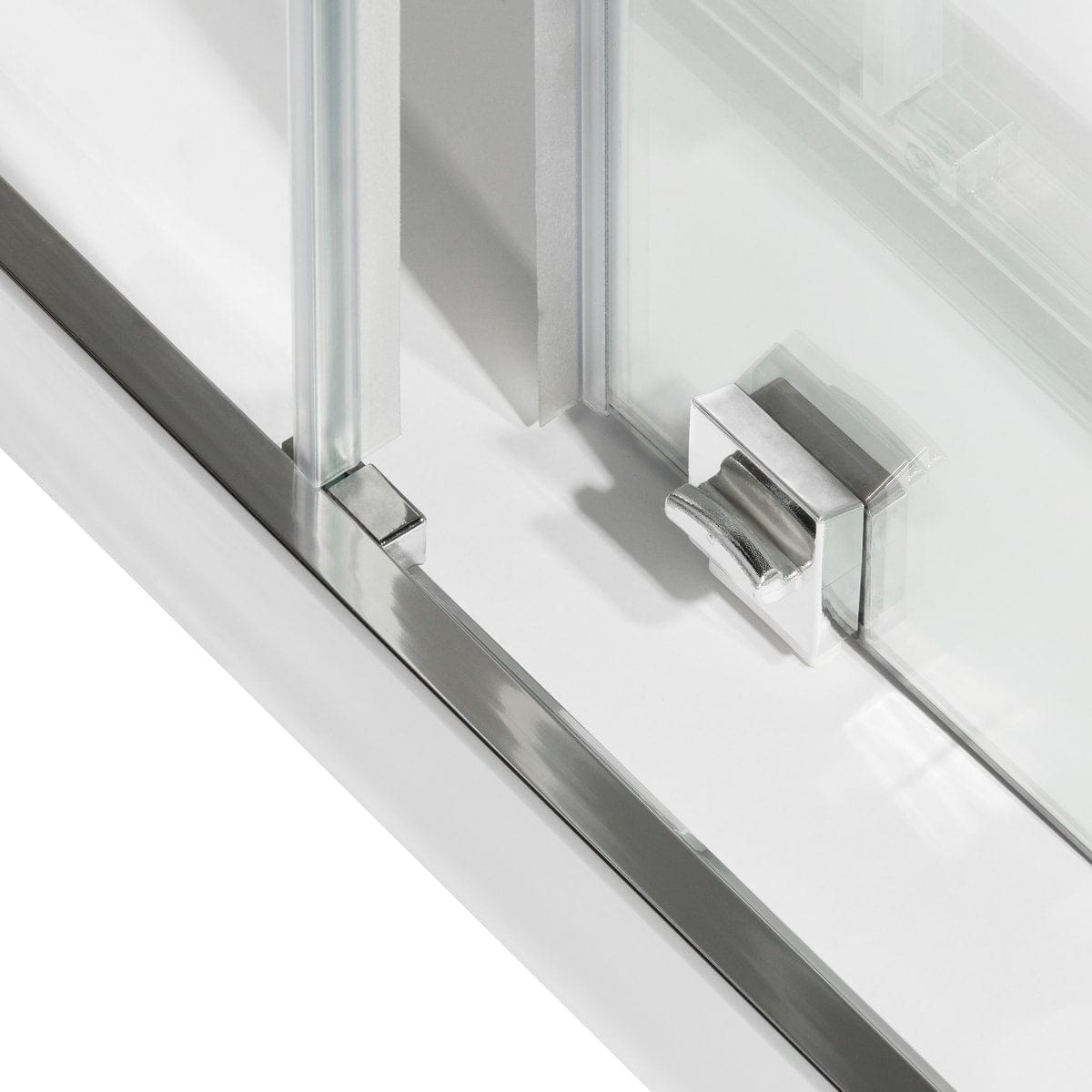 Bricocenter PORTA SCORREVOLE 2 ANTE RECORD L 112-116 CM CRISTALLO TRASPARENTE 6 MM CROMO