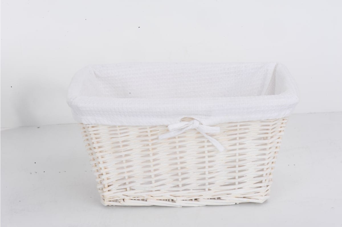 Bricocenter TOLEDO - WICKER BASKET WITH ECRU FABRIC INTERIOR - 38 X 26 X H 19 CM - WHITE