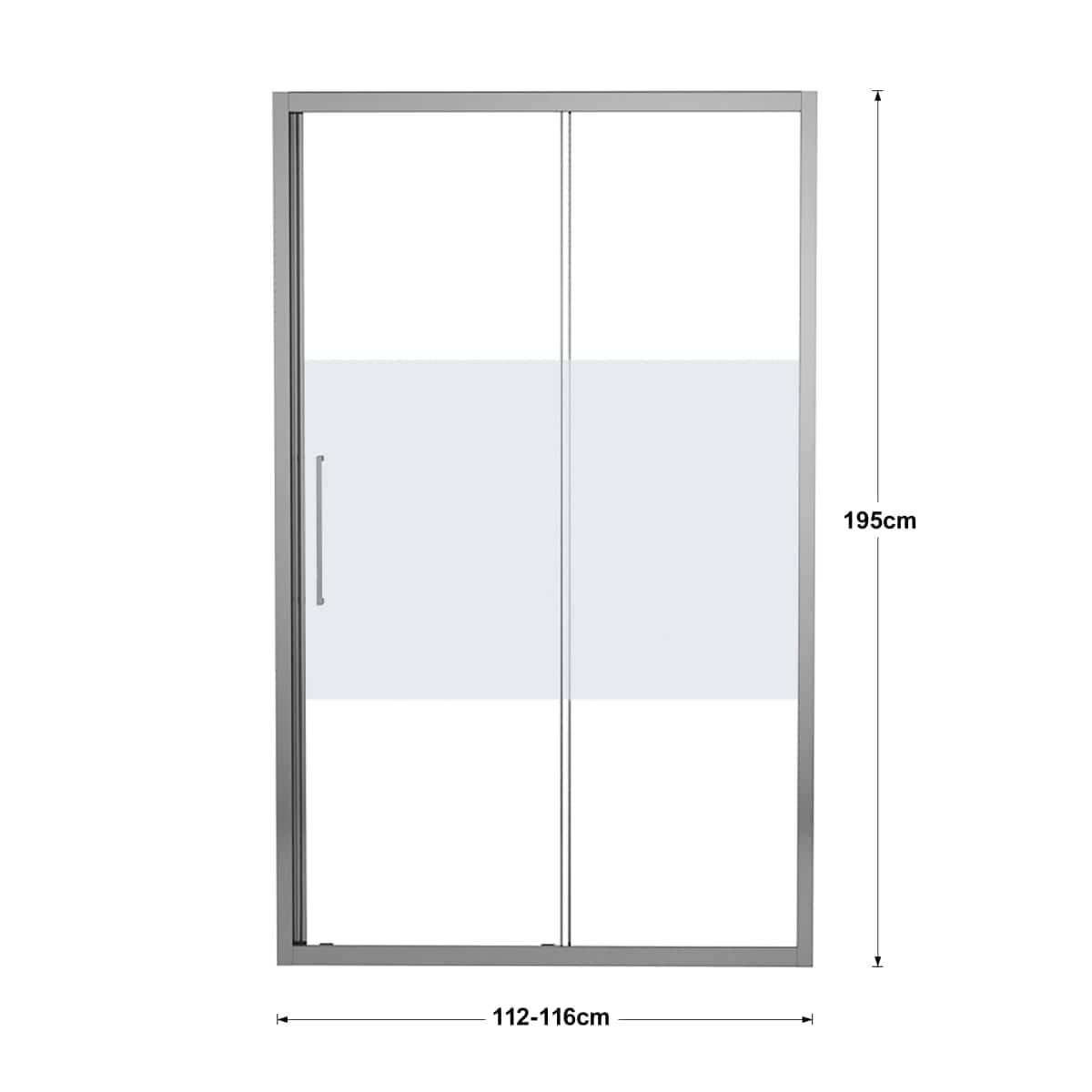 Bricocenter PORTA SCORREVOLE 2 ANTE RECORD L 112-116 CM CRISTALLO SERIGRAFATO 6 MM CROMO