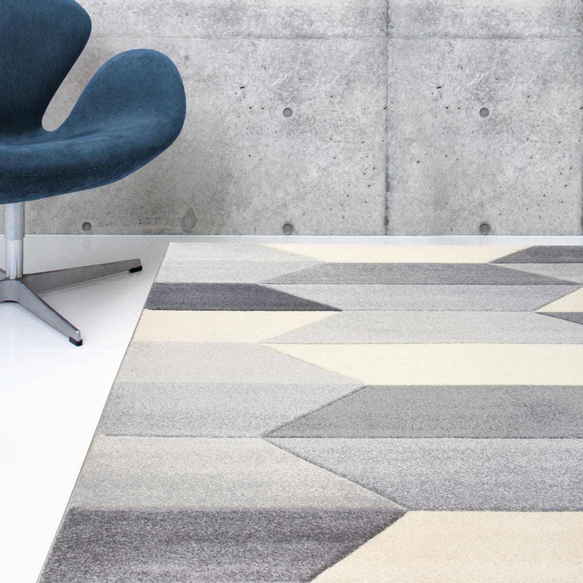 Geometric Carve rug, 60x120, short-pile polypropylene
