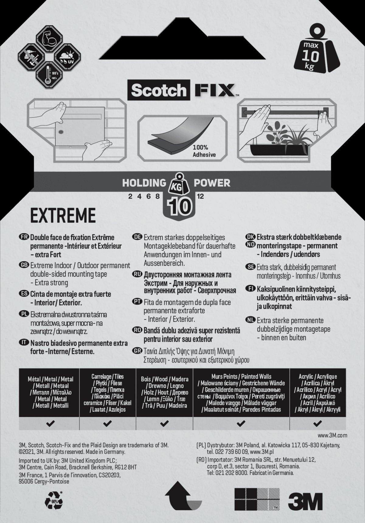 Bricocenter SCOTCH-FIXEXTREME FIXING TAPE UP TO 10 KG 19 MM X 1.5 M