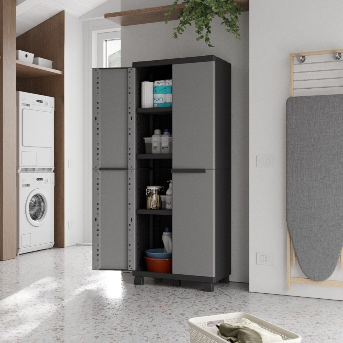 Bricocenter HIGH TRANSFORMABLE RESIN WARDROBE 170X68X39CM SPACEO GREY