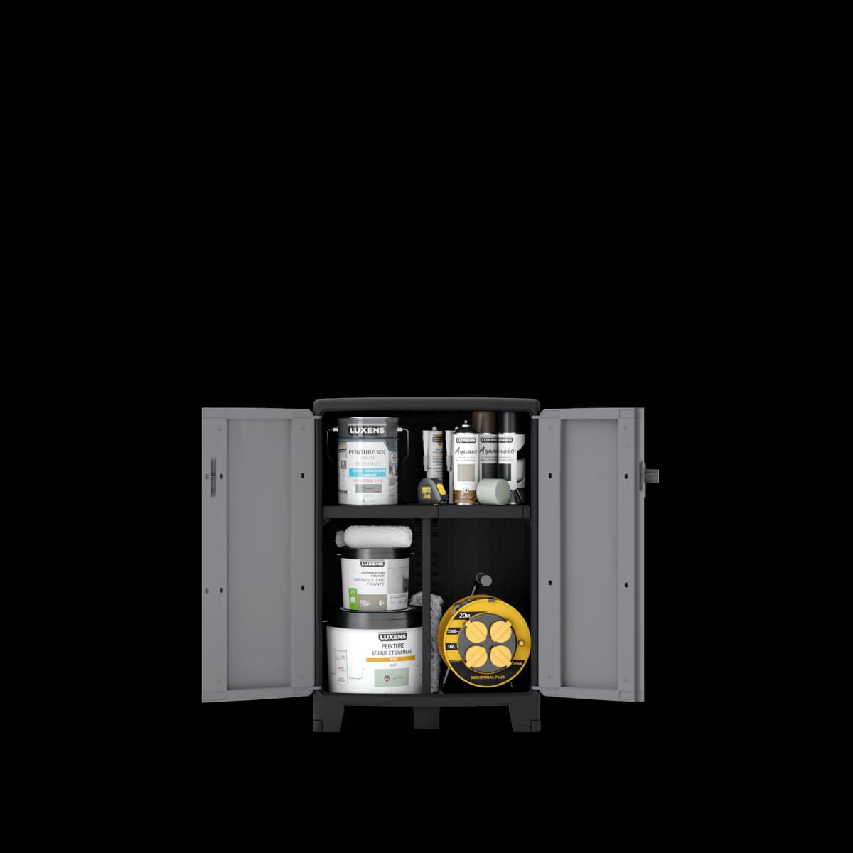 Bricocenter LOW RESIN CUPBOARD 93X65X39CM BLACK GREY SPACEO