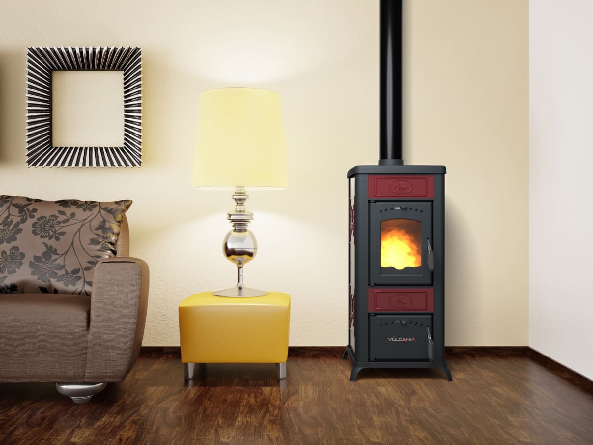 Bricocenter STUFA A LEGNA RINA POTENZA NOMINALE 5,6 KW COLORE ROSSO
