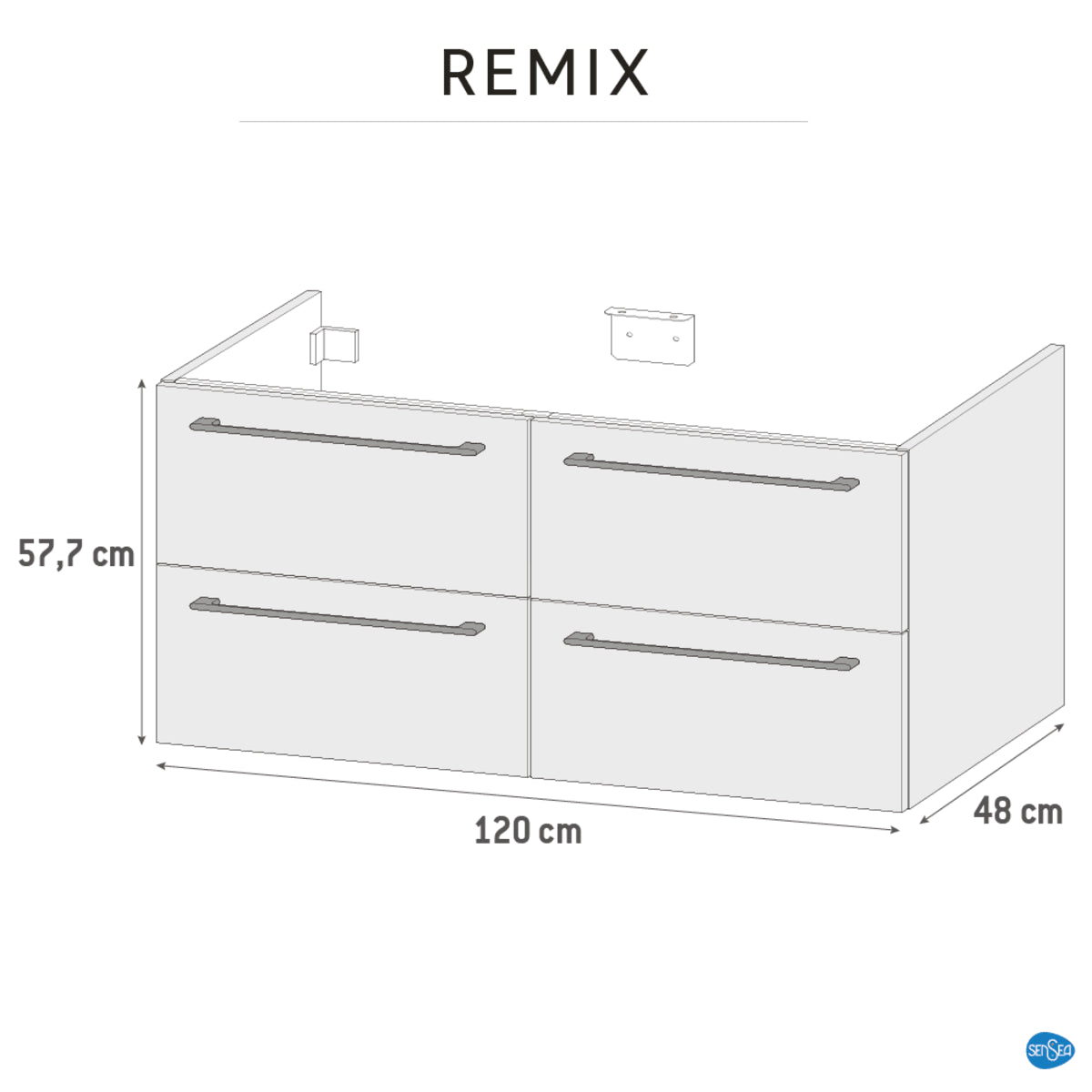 CABINET REMIX 120 4 DRAWERS GLOSSY WHITE W120 H58 D46