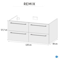 CABINET REMIX 120 4 DRAWERS GLOSSY WHITE W120 H58 D46
