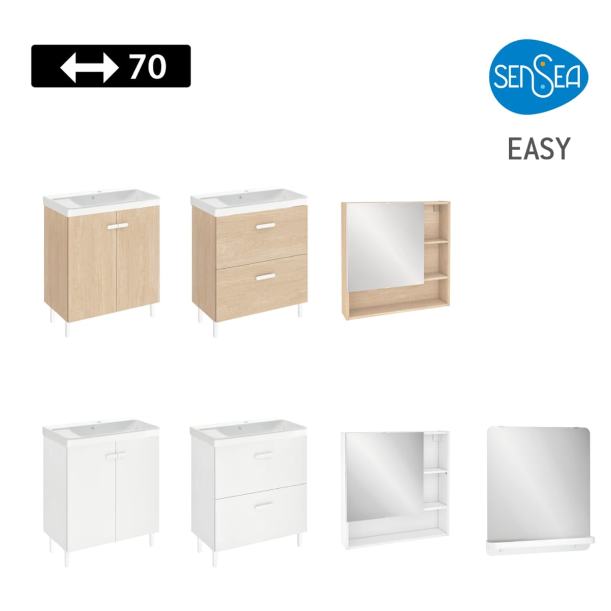 Bricocenter BASE MOBILE EASY 2 CASSETTI CM. L70XP40X79,5H BIANCO OPACO CON PIEDINI