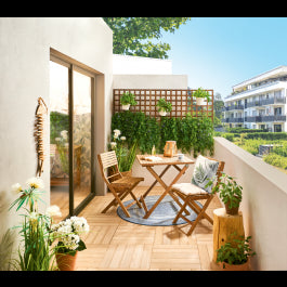 NARIATAL - Folding Table and 2 chairs Set - Acacia Wood - 55x55