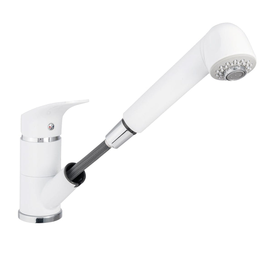 Bricocenter JOEL MIXER LOW SPOUT WITH HAND SHOWER MATT WHITE
