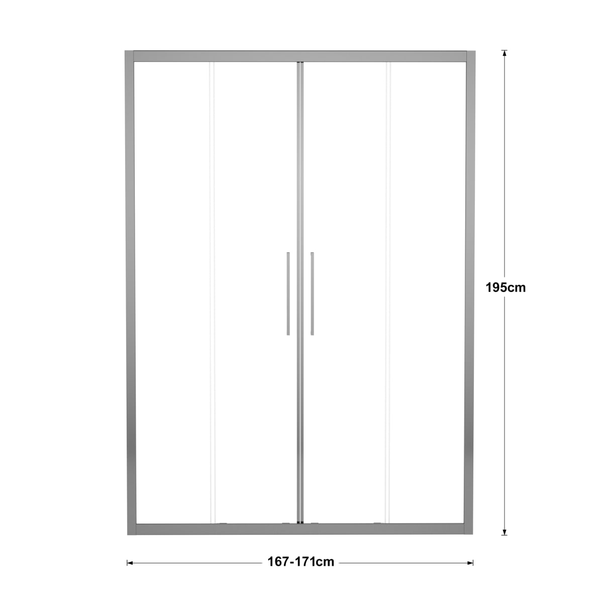 RECORD 4-DOOR SLIDING DOOR L 167-171 H 195 CM CLEAR GLASS 6 MM CHROME