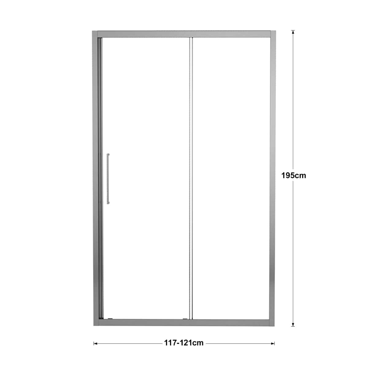 Bricocenter SLIDING DOOR 2 DOORS RECORD L 117-121 CM CRYSTAL CLEAR 6MM CHROME