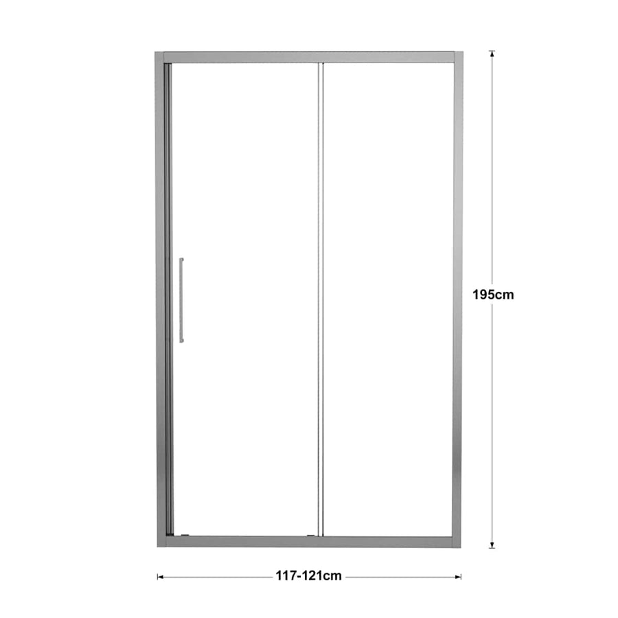 Bricocenter SLIDING DOOR 2 DOORS RECORD L 117-121 CM CRYSTAL CLEAR 6MM CHROME