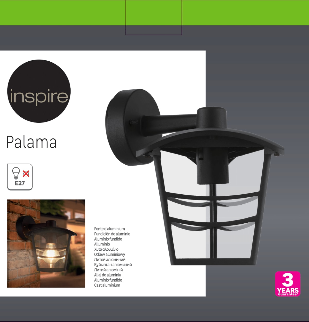 PALAMA BLACK ALUMINUM WALL SCONCE 22X21.5CM E27=60W IP44