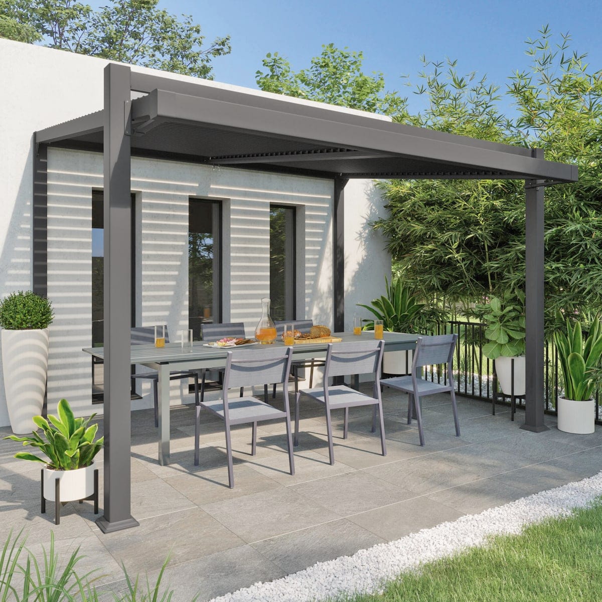 Bricocenter NATERIAL ODYSSEA PERGOLA 319X380 IN DARK GRAY ALUMINUM