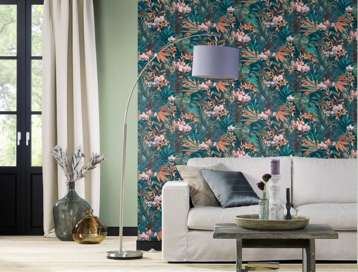 Bricocenter ORCHID AND BLUE FERN WALLPAPER 53CMX10.5M