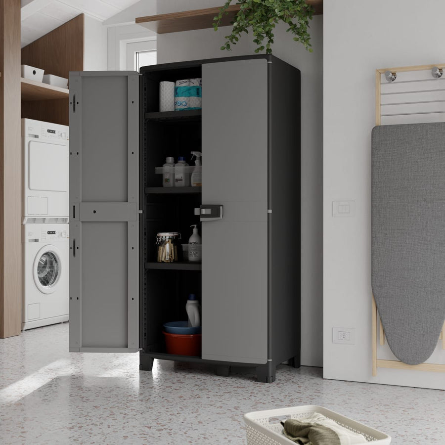 Bricocenter HIGH RESIN CUPBOARD 180X85X52CM BLACK GREY SPACEO