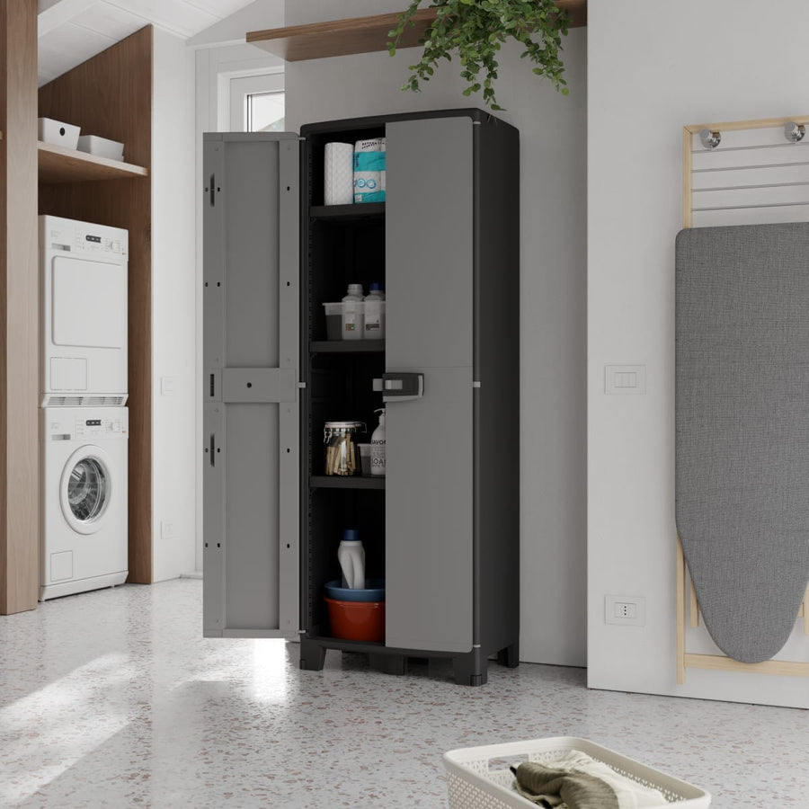 Bricocenter HIGH RESIN CUPBOARD 180X65X39CM BLACK GREY SPACEO