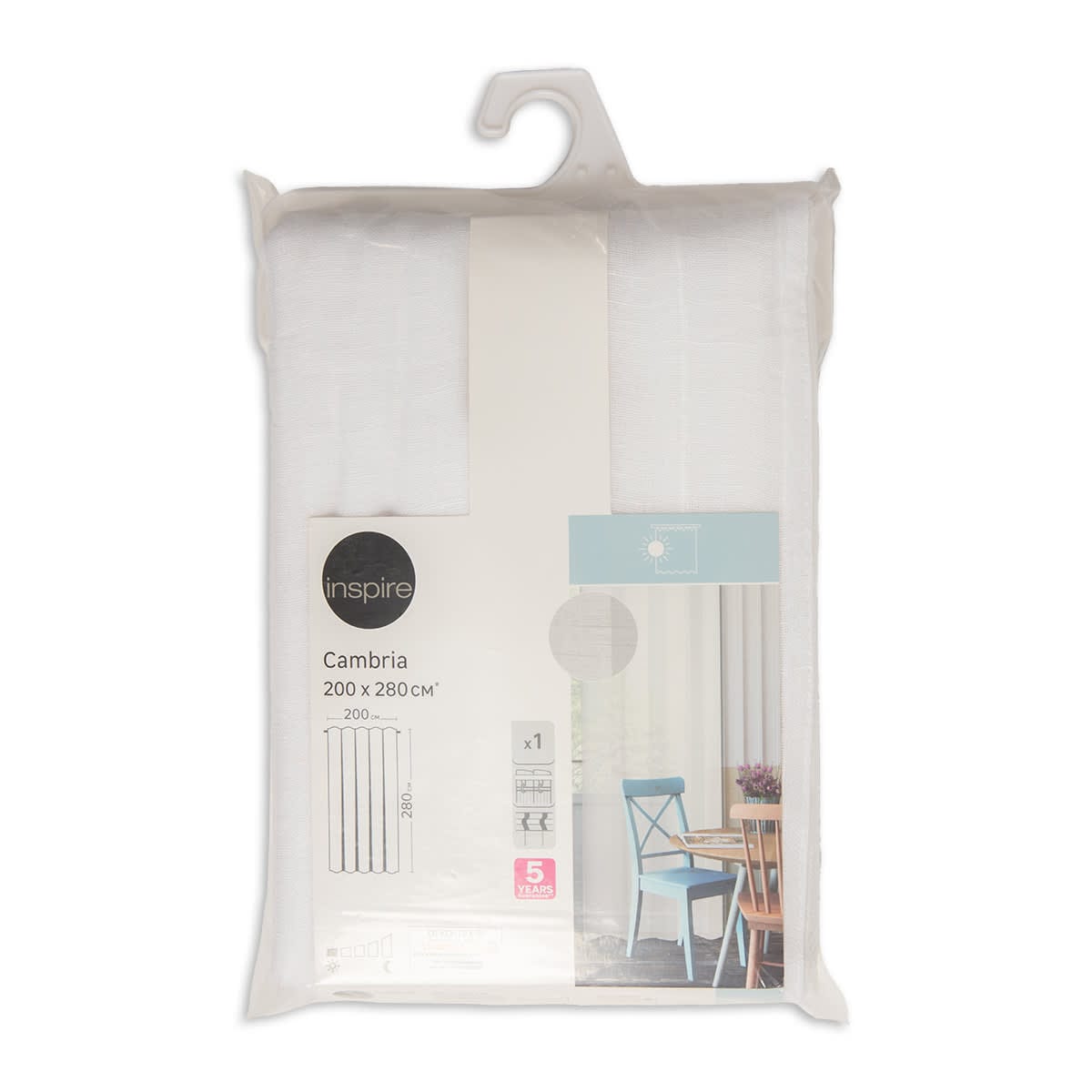 Bricocenter CAMBRIA WHITE FILTER CURTAIN 200X280CM WITH WEBBING AND CONCEALED LOOP