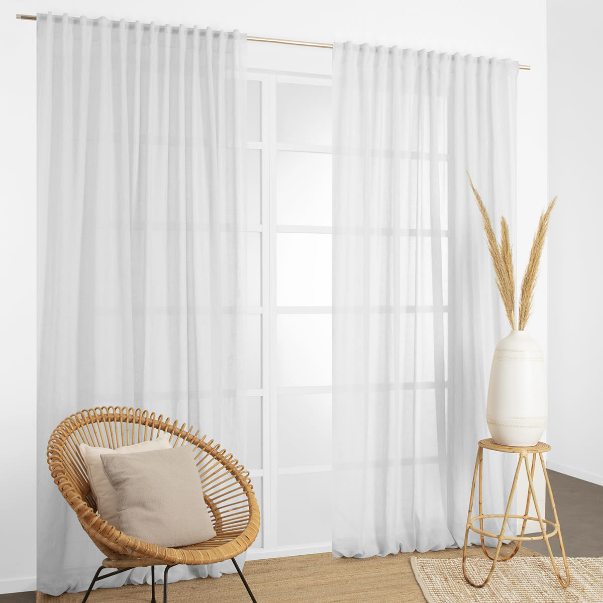 CAMBRIA WHITE FILTER CURTAIN 200X280CM WITH WEBBING AND CONCEALED LOOP