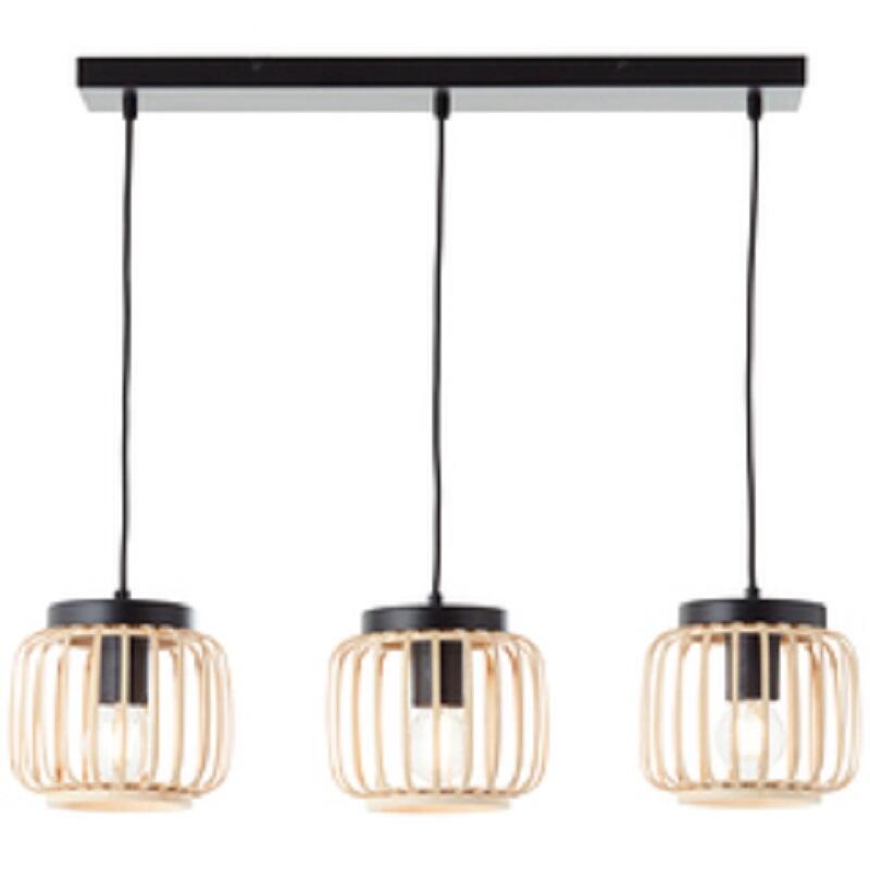 Lampadario pecan metallo e bamboo l70 cm 3xe27=50w